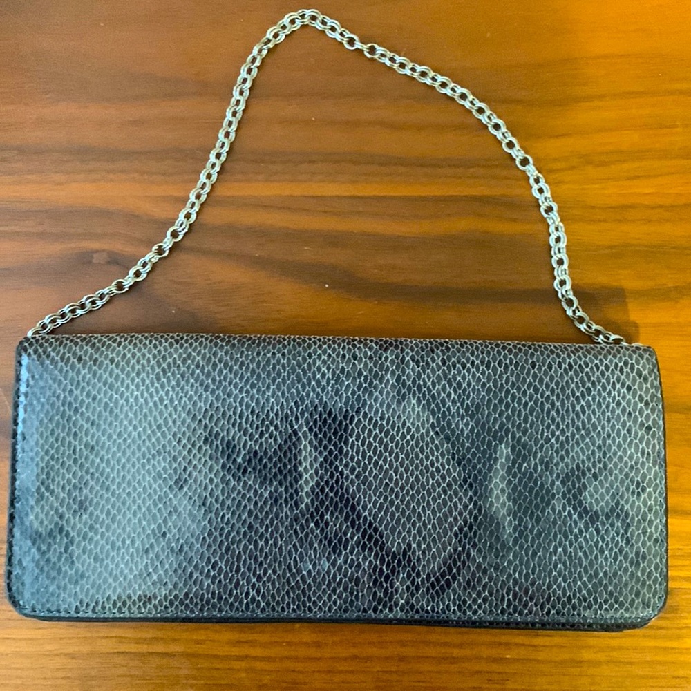 Ann Taylor Snakeskin Embossed Leather Clutch
